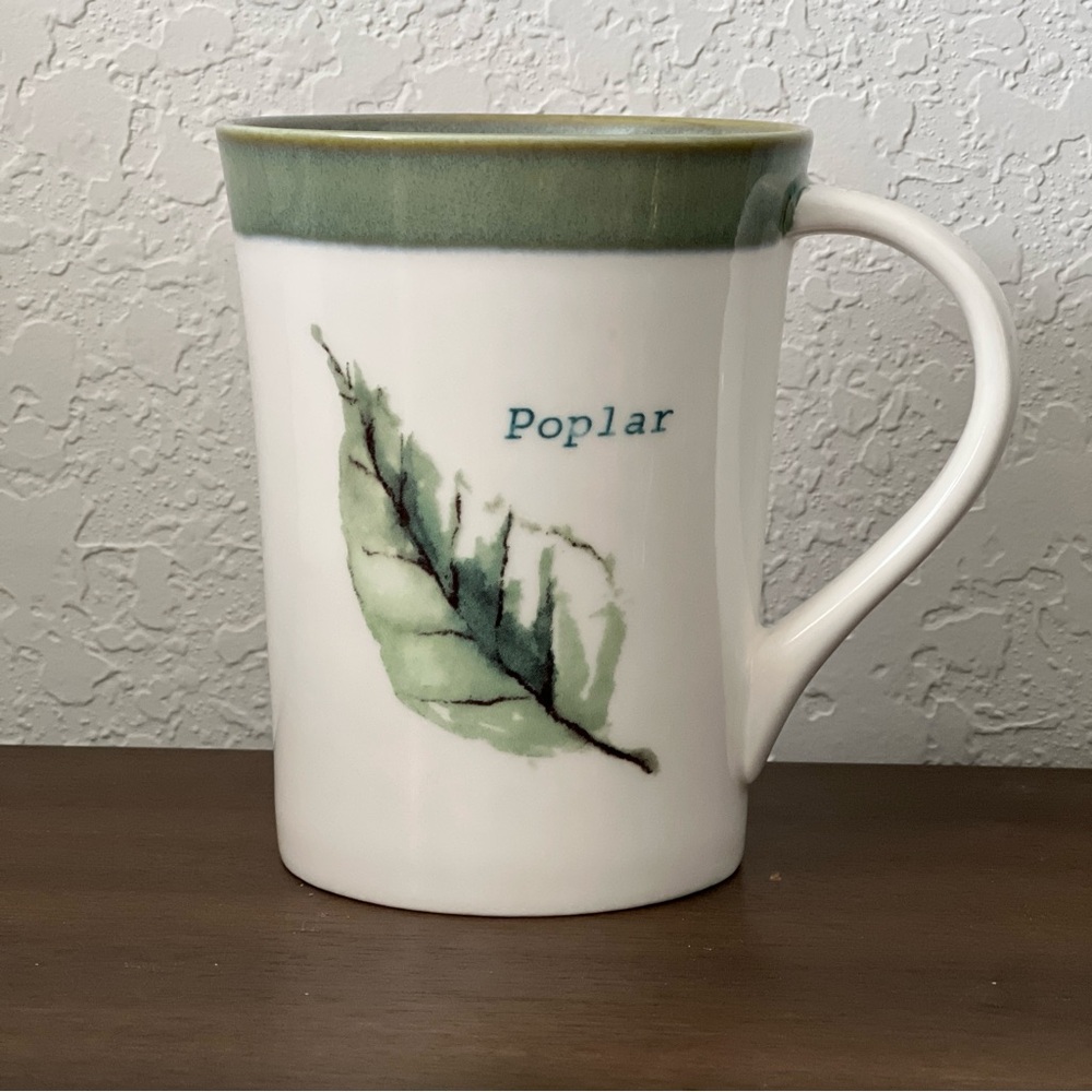 STARBUCKS Coffee Poplar Leaf Coffee Tea Mug Cup 2007 13oz